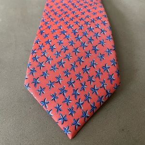 JCrew Silk Pink Tie w/ Blue Starfish (2.75 in width)